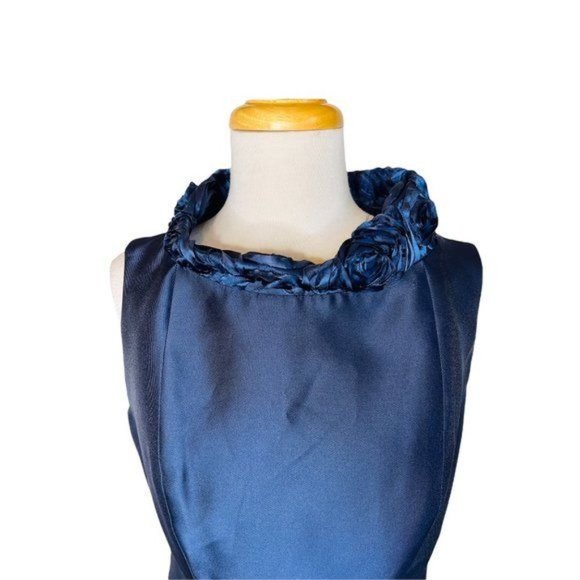 B Michael America Red Collection Dress Blue Rose Tafetta Satiny Size 4 - Picture 12 of 15